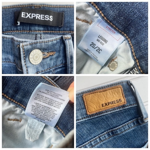 Express Legging Ankle Jeans Split Hem Blue Size 2S Mid rise denim 26W 24L - Picture 5 of 10
